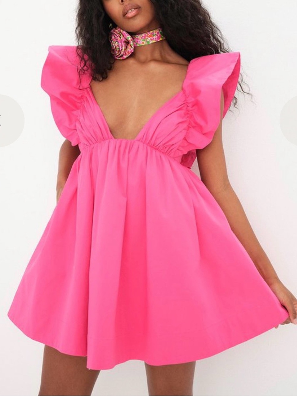 Only worn once! For Love & Lemons Clementine Pink Ruffle Open Back Mini Dress S